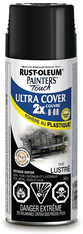Rust-Oleum 253700 Spray Paint, 340 g Can, 15 sq-ft Coverage Area, Gloss, Black
