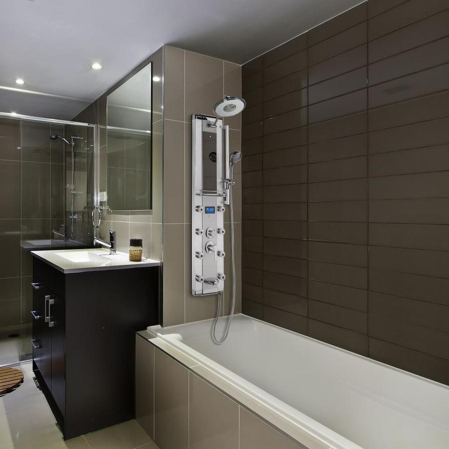 AKDY 51-in Chrome Silver 8-Spray Shower Panel System (Valve Included)