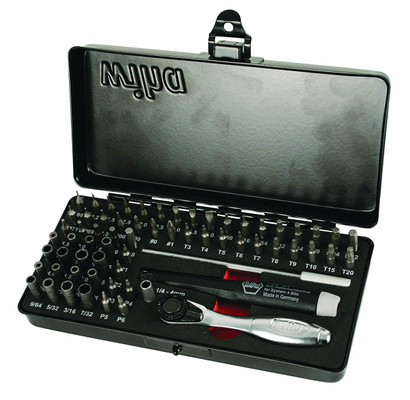 Wiha Precision Micro Bit Ratchet Set, Steel Storage Box, 65-Piece (75965)