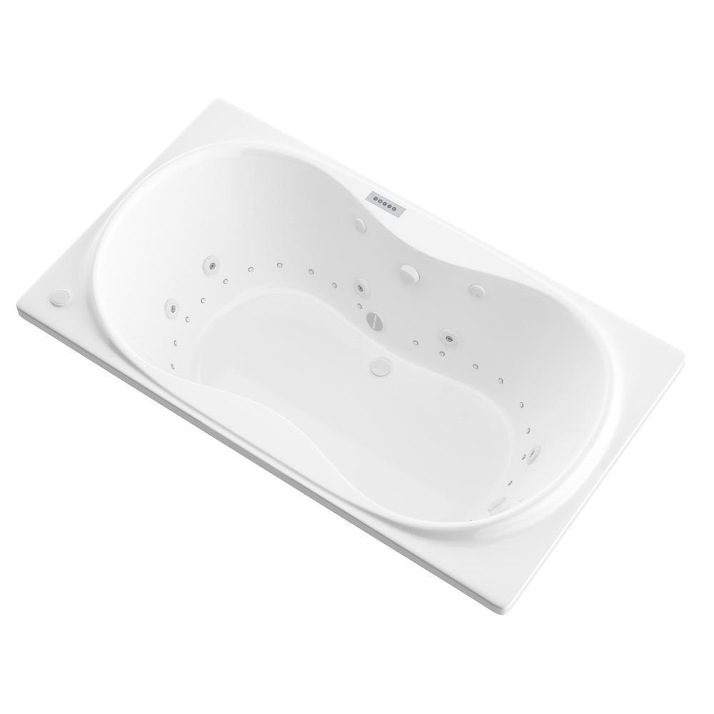 Star Diamond Series 6 ft. Center Drain Rectangular Drop-in Whirlpool and Air Bath Tub in White