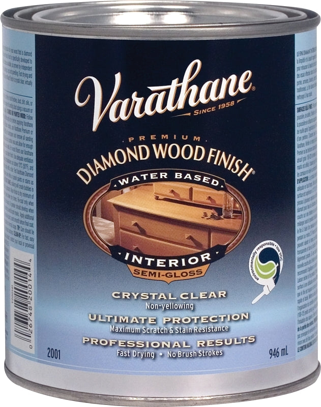Varathane Y200141 Interior Finish, Semi-Gloss, Liquid, Crystal Clear, 946 mL