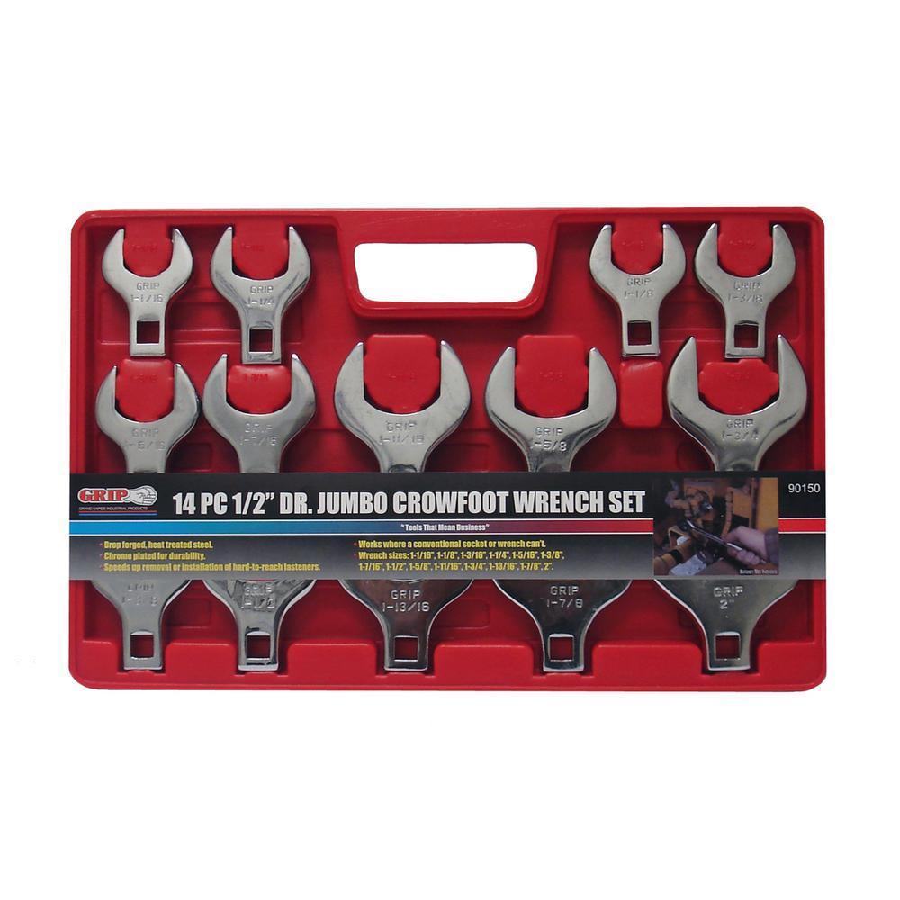 1/2 in. Drive SAE Jumbo Crowfoot Wrench Set (14-Piece)