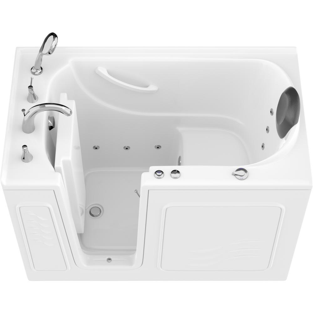 Safe Premier 52.3 in. x 60 in. x 30 in. Left Drain Walk-in Whirlpool Bathtub in White
