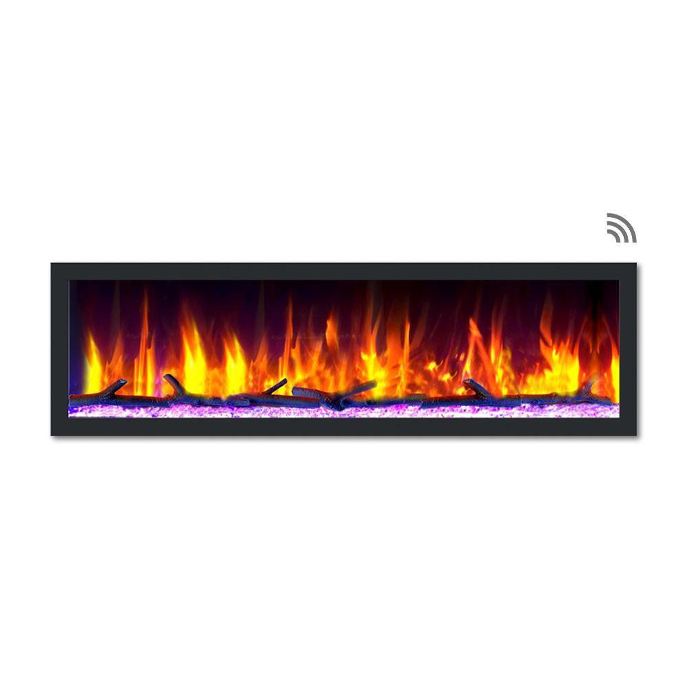 64 in. Cascade Flush-Mount LED Electric Fireplace in Black