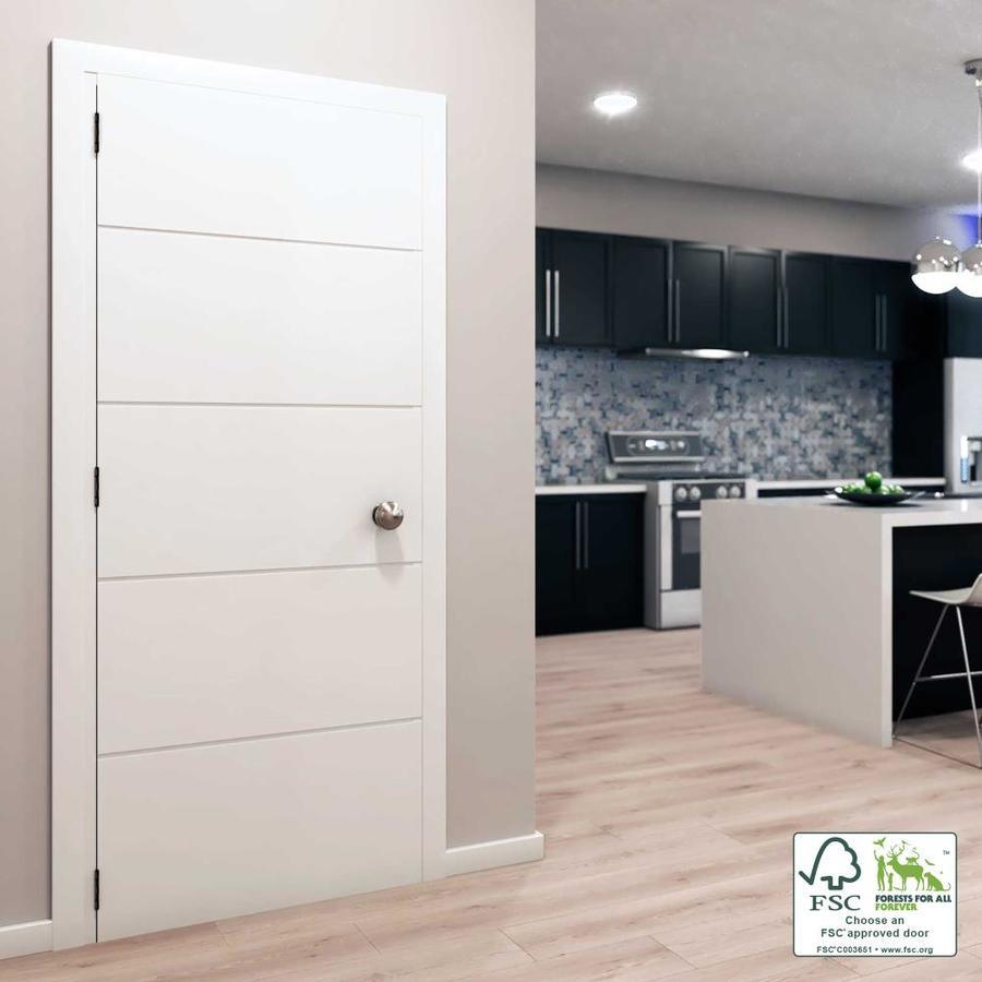 EightDoors Atlanta 30-in x 80-in Primed White Flush Primed Pine MDF Slab Door