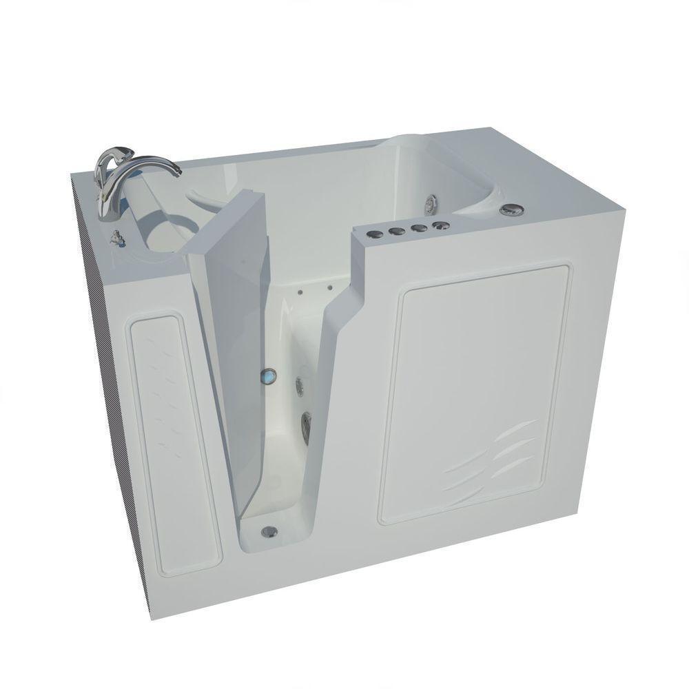 HD Series 52 in. Left Drain Quick Fill Walk-In Whirlpool and Air Bath Tub with Powered Fast Drain in White