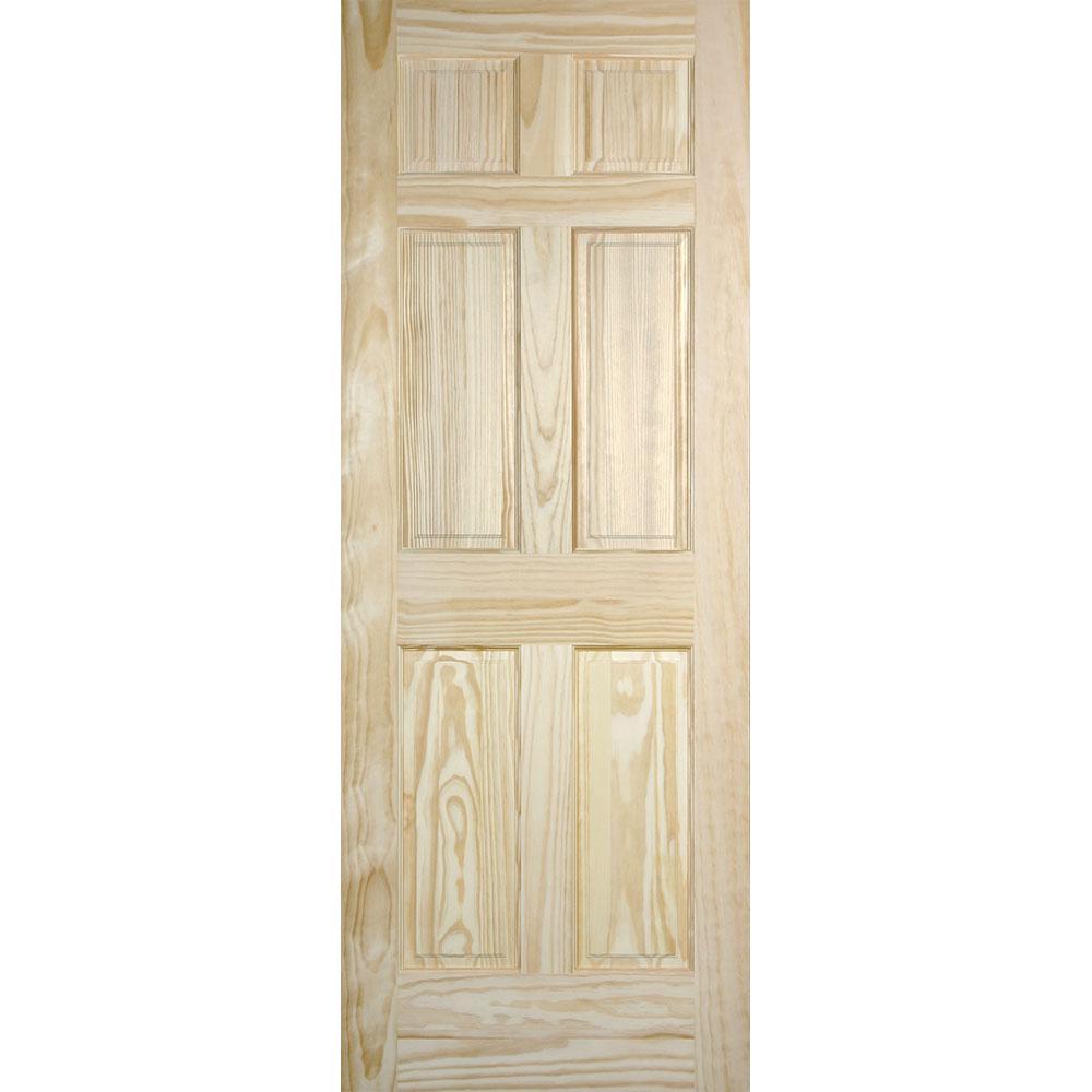30 in. x 80 in. Radiata Smooth 6-Panel Solid Core Unfinished Pine Interior Door Slab