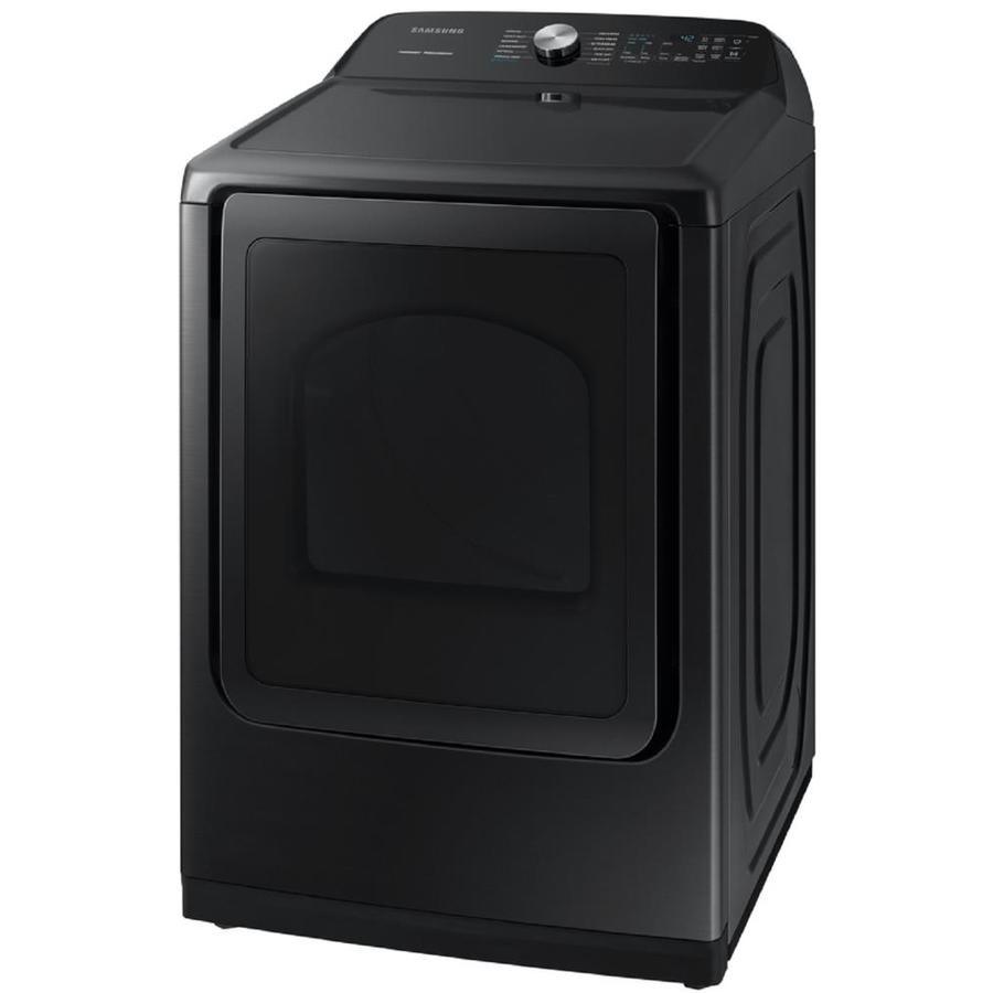 Samsung 7.4-cu ft Reversible Side Swing Door Steam Cycle Gas Dryer (Fingerprint Resistant Black Stainless Steel)