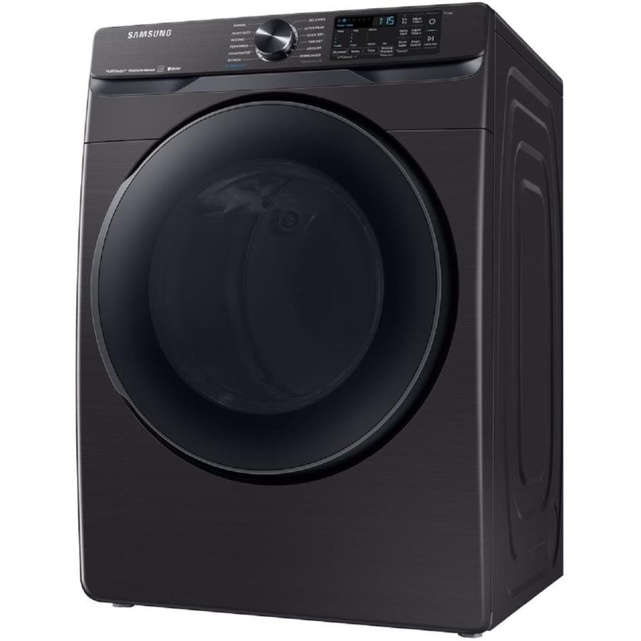 Samsung Smart 7.5-cu ft Stackable Steam Cycle Electric Dryer (Fingerprint Resistant Black Stainless Steel) ENERGY STAR