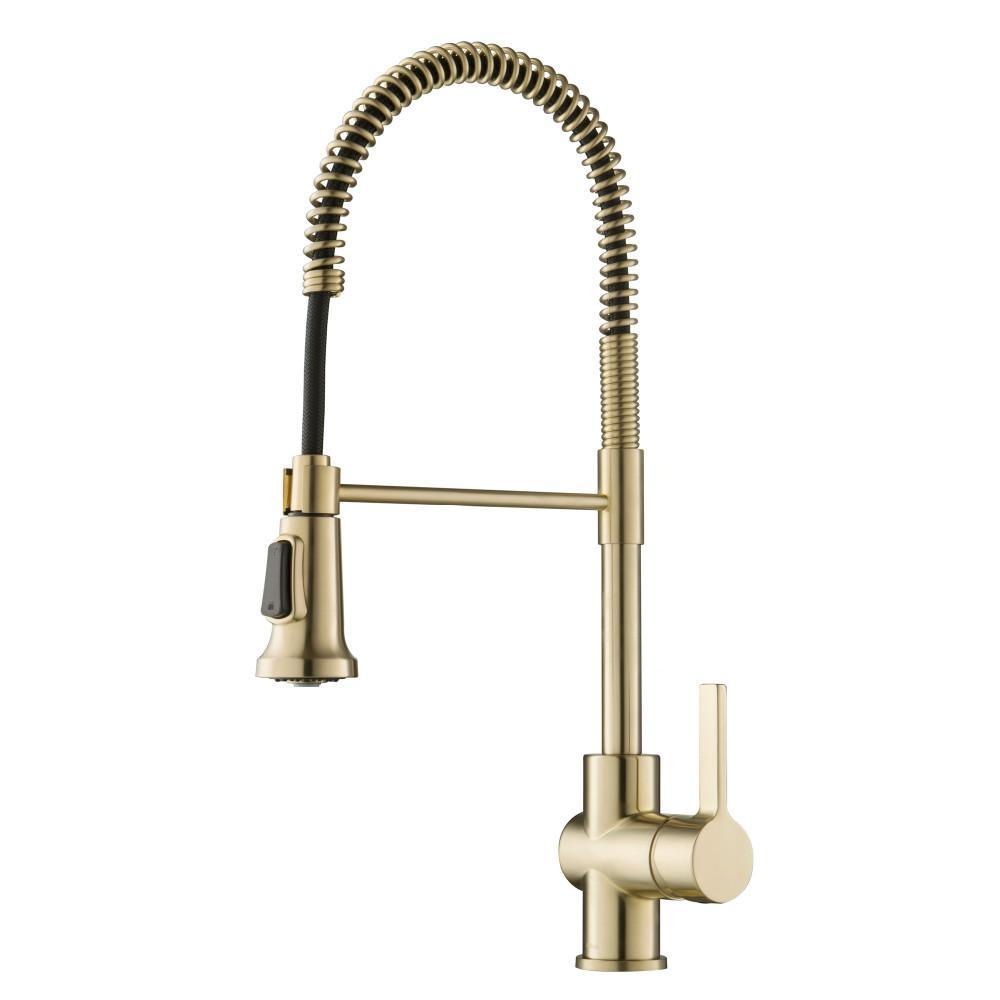 Britt Single-Handle Spring Coil Kitchen Faucet in Spot Free Antique Champagne Bronze