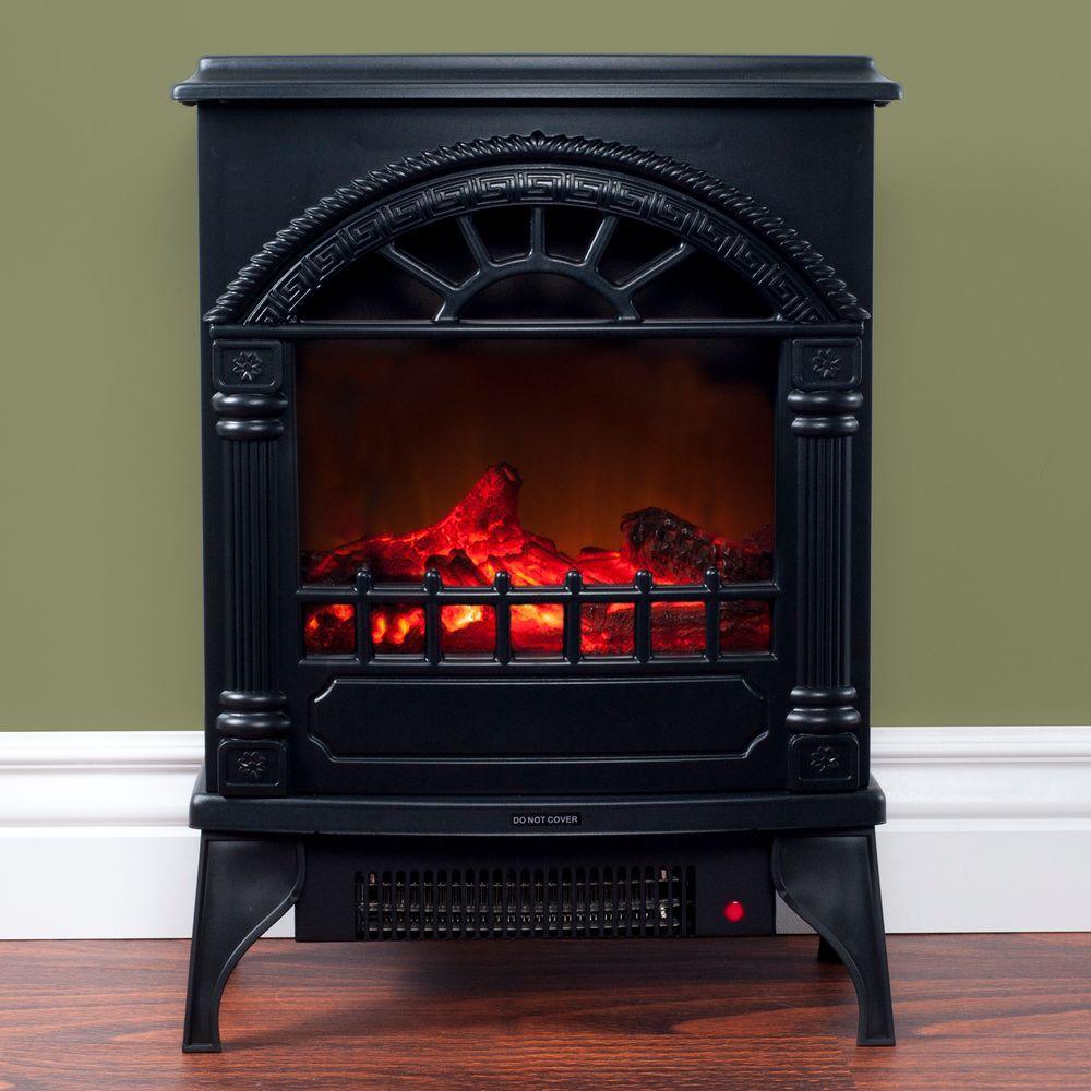 21.5 in. Freestanding Electric Log Fireplace in Black