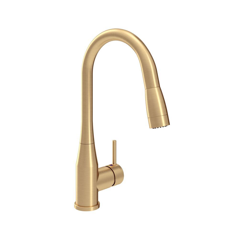 Sereno Single-Handle Pull-Down Sprayer Kitchen Faucet in Brushed Gold