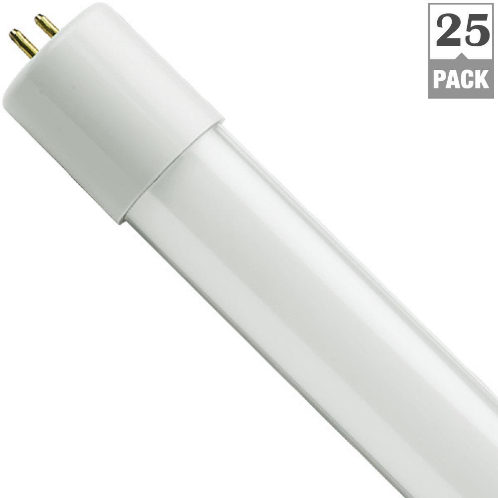 32-Watt Equivalent 12-Watt 4 ft. Linear Non-Dimmable T8 LED Bypass Tube Double Ended Light Bulb Daylight (25-Pack)
