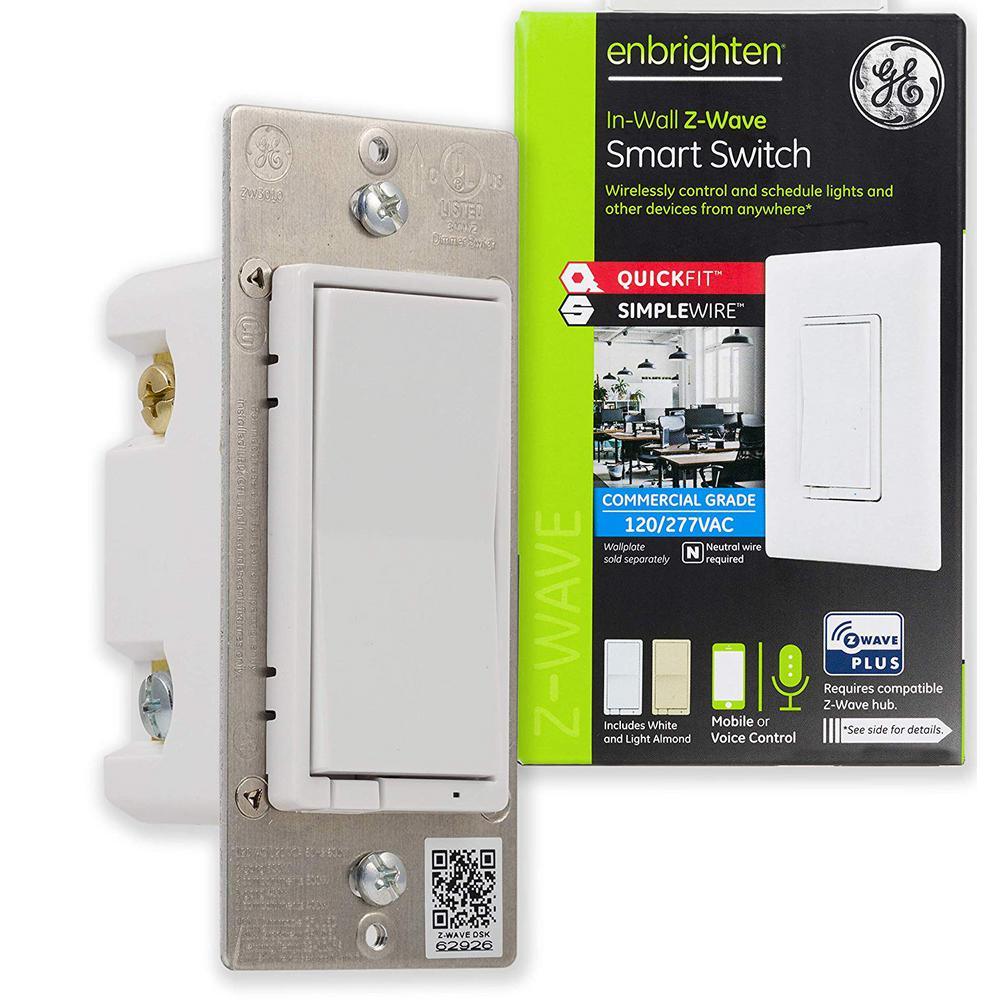 Z-Wave Plus Smart Light Switch, White and Light Almond