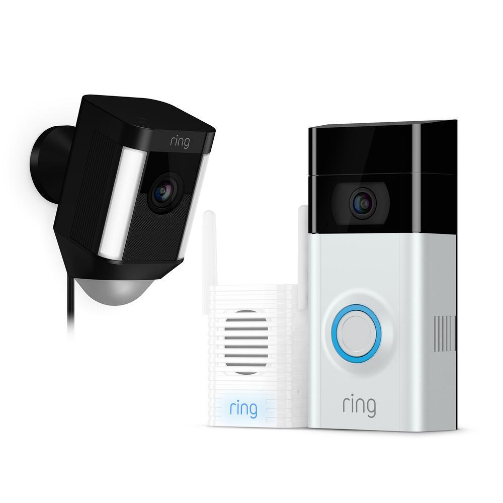 Wireless Video Doorbell 2 with Chime Pro and Spotlight Cam Wired Black