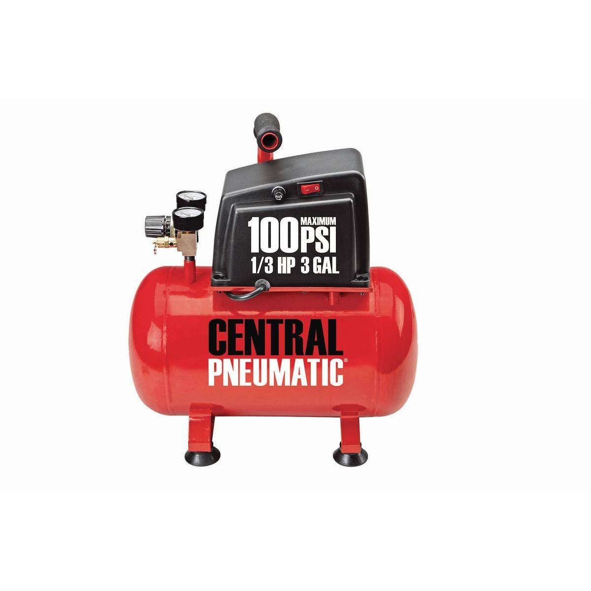 3 gallon 1/3 HP 100 PSI Oil-Free Hotdog Air Compressor