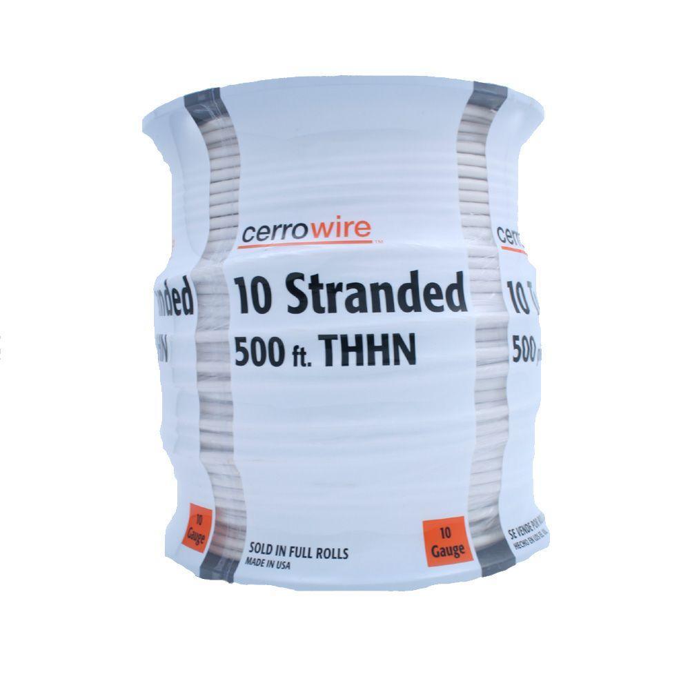 500 ft. 10/1 White Stranded THHN Wire
