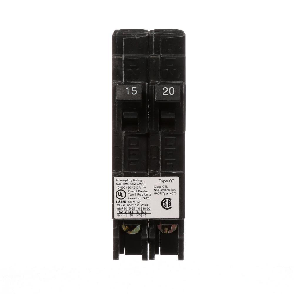 15/20 Amp Tandem Single-Pole Type QT Circuit Breaker
