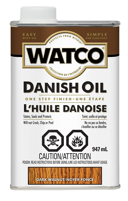 WATCO A65841 Danish Oil, Dark Walnut, Liquid, 1 qt, Can