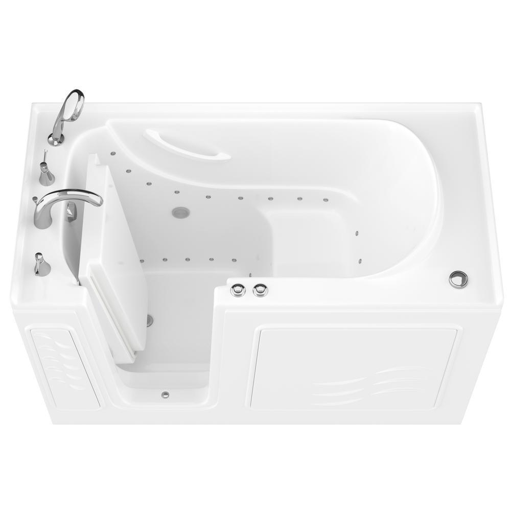 HD Series 30 in. x 60 in. Left Drain Quick Fill Walk-In Air Tub in White