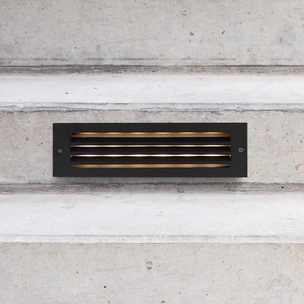 6-Watt Black Outdoor Integrated LED Step Landscape Well Light