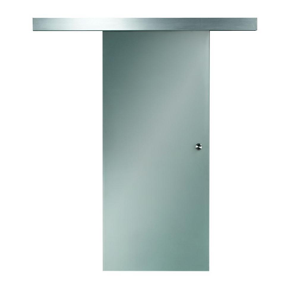 38 in. x 81 in. Glass Sliding Barn Door with Hardware Kit