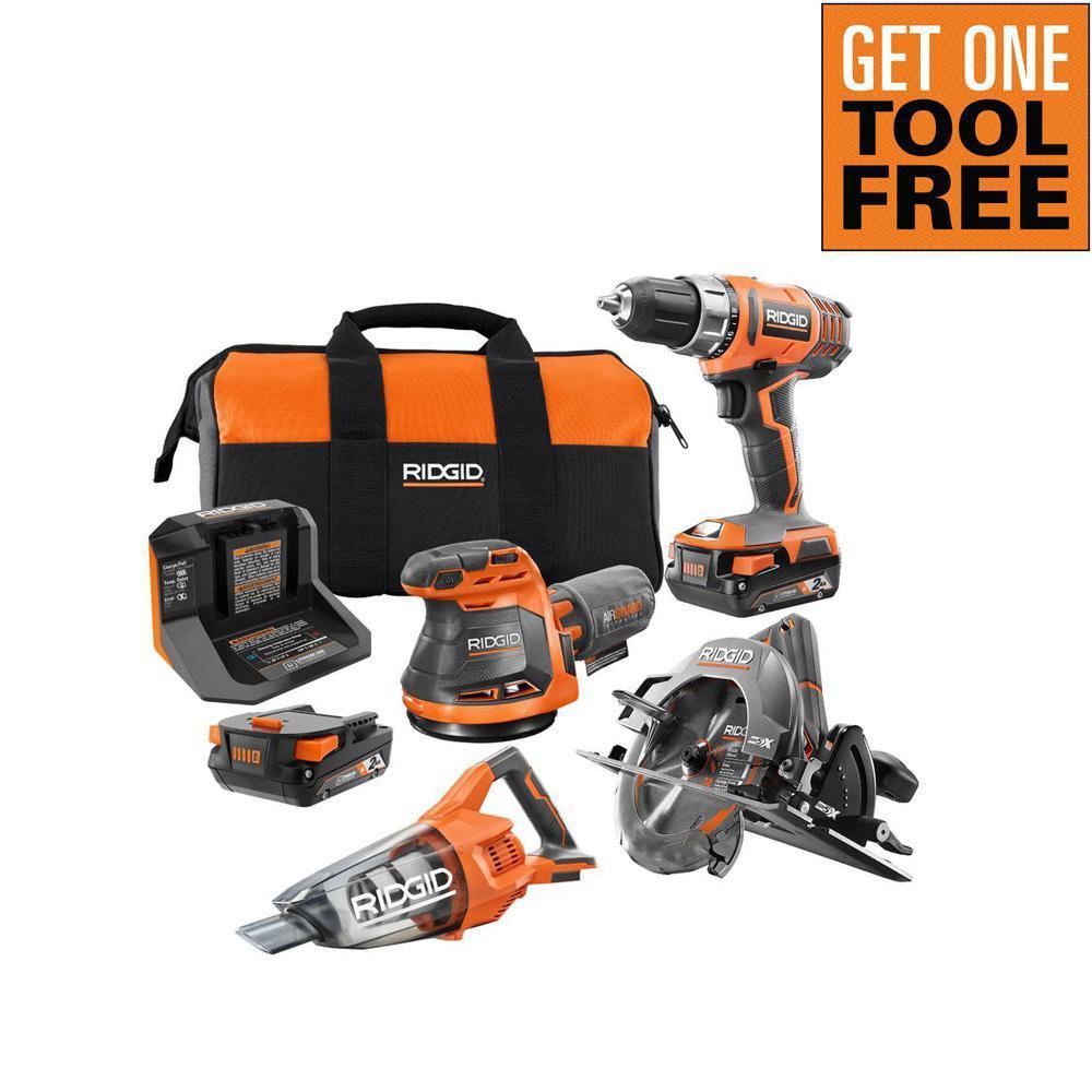 18V Cordless 3-Tool Combo Kit with (2) 2.0 Ah Batteries, Charger, Bag, and Free Hand Vacuum