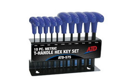 ATD Tools 575 T-Handle Hex Key Set, Metric, 10pc