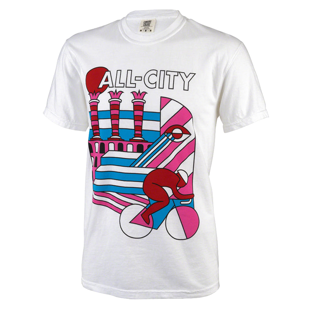 All-City Parthenon Party Men's T-Shirt - White, Pink, Red, Blue, Black, Small