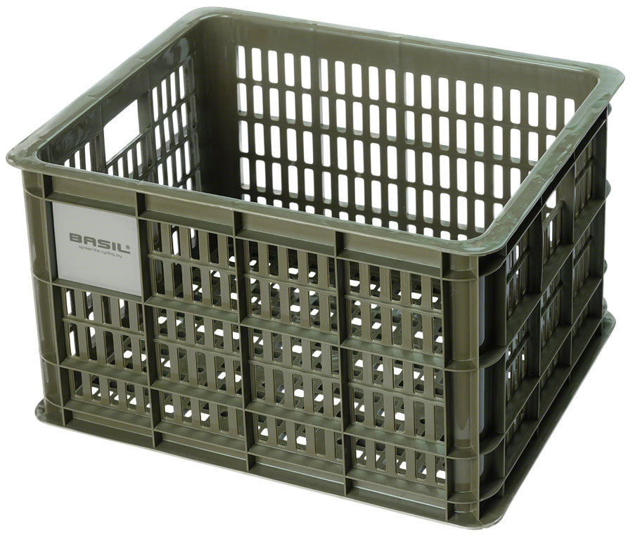 Bike Basket Basil Bicycle Crate M, 29.5L, Recycled Synthetic, Moss Green