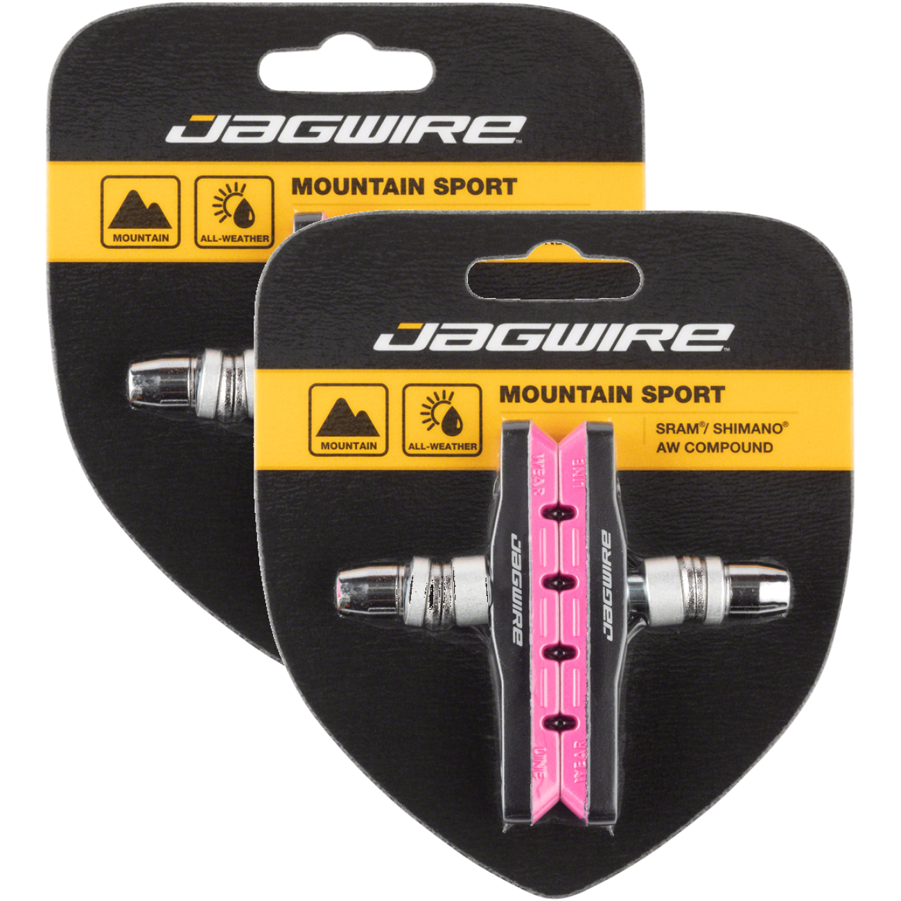 Pack of 2 Pairs Jagwire Mountain Sport V-Brake Pads Threaded Post Pink