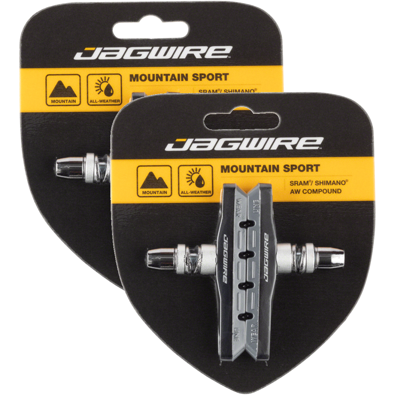 Pack of 2 Pairs Jagwire Mountain Sport V-Brake Pads Threaded Post Gray