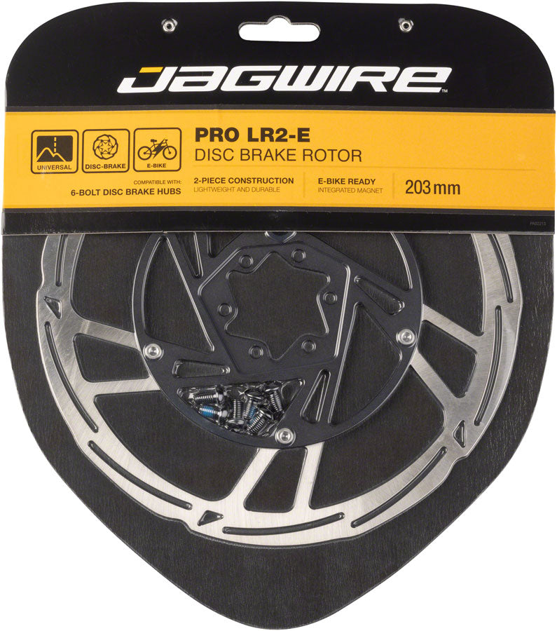Jagwire Pro LR2-E Ebike Disc Brake Rotor with Magnet - 203mm 6-Bolt Silver/Black