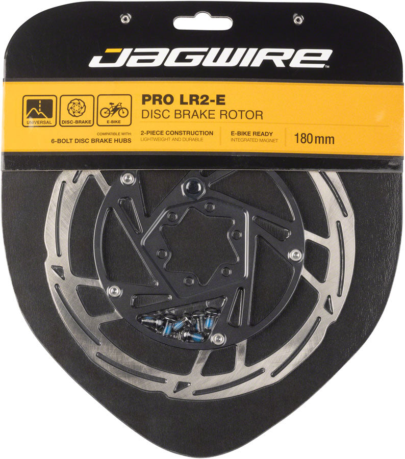 Jagwire Pro LR2-E Ebike Disc Brake Rotor w/ Magnet - 180mm, 6-Bolt, Silver/Black