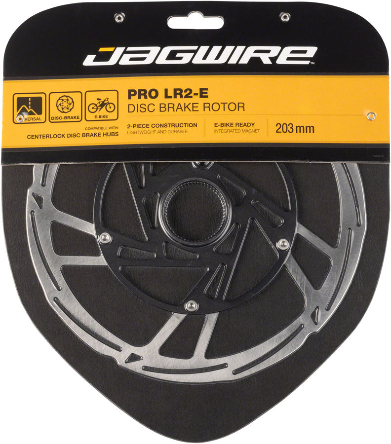 Jagwire Pro LR2-E Ebike Disc Brake Rotor w/ Magnet 203mm, Ctr.Lock, Silver/Black