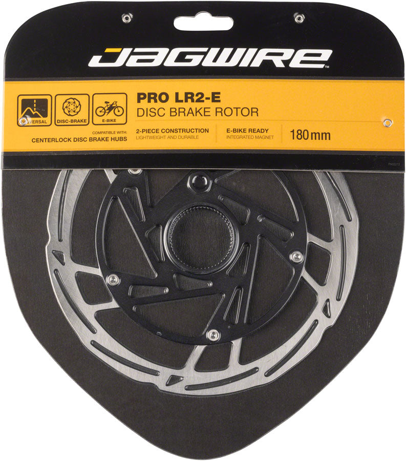 Jagwire Pro LR2-E Ebike Disc Brake Rotor w/ Magnet 180mm Center Lock Silver/Blk
