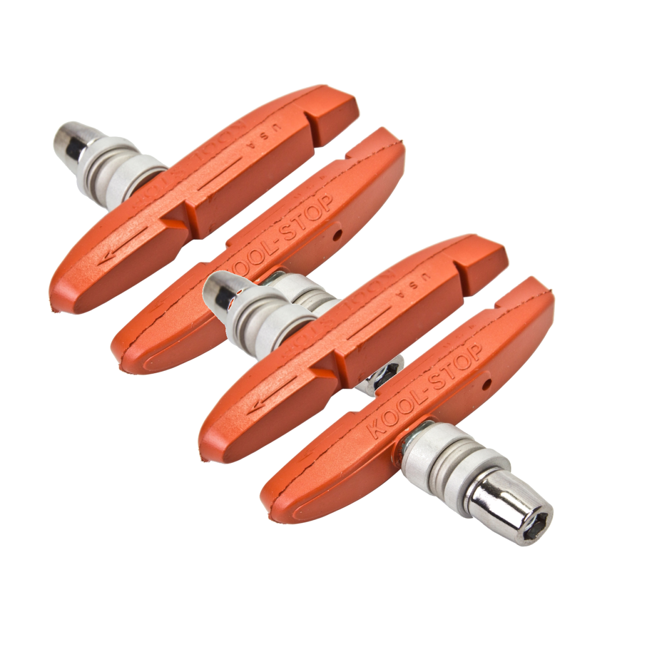 2 Pack Kool-Stop Supra 2 Brake Pads with Water Groove and Threaded Post: Salmon