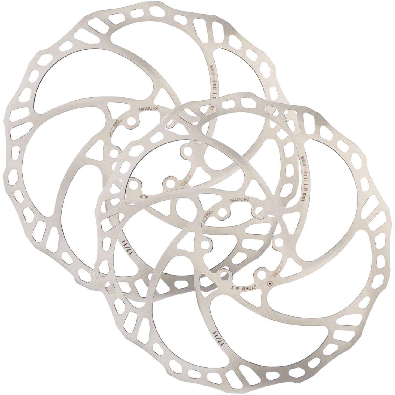 Pack of 2 Magura Storm SL.2 Rotor 180mm 6-Bolt Steel One Piece Disc Brake Rotor