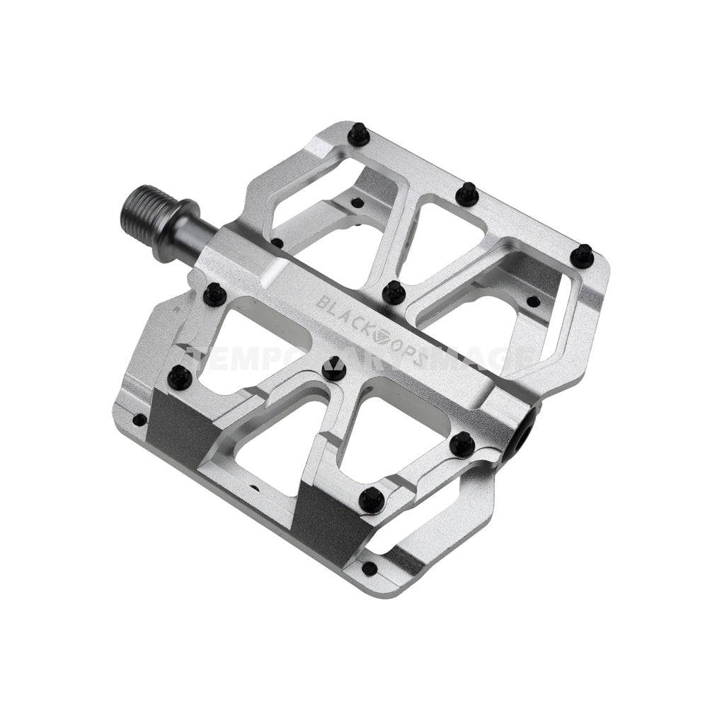 Black Ops Trail Rat Platform Pedals 9/16" Aluminum Body 18 Removable Pins Silver