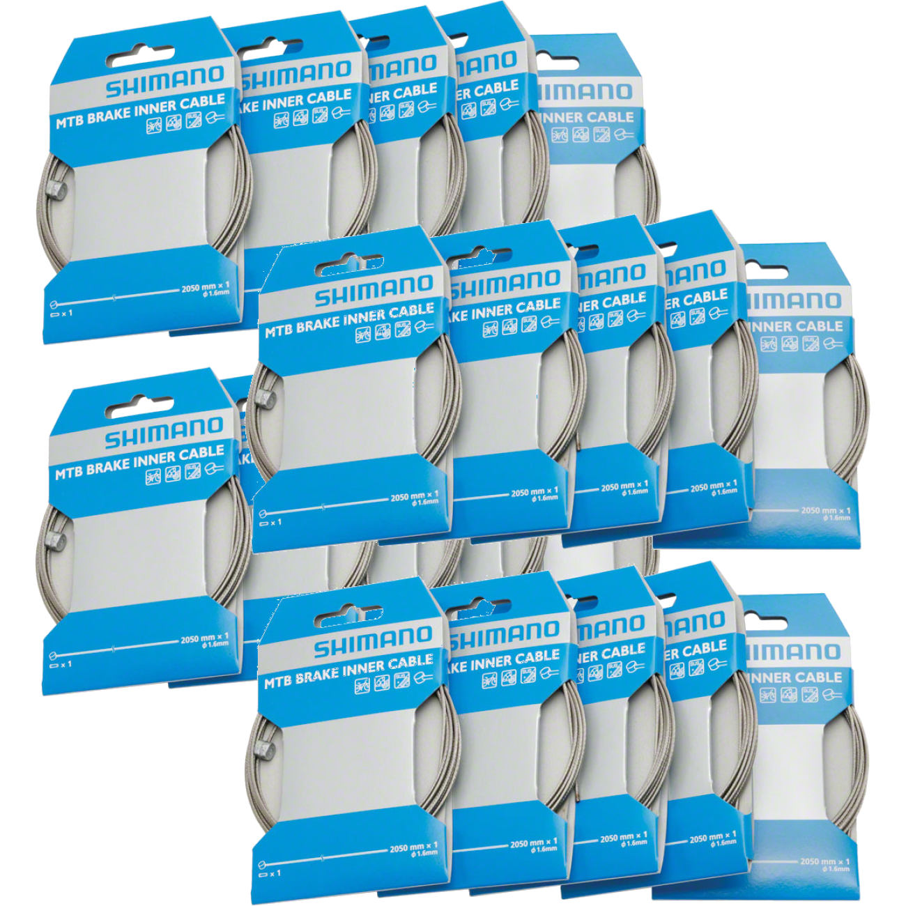 2 Boxes of 10, Shimano MTB and Road Brake Cables 1.6 x 2050mm on Header Cards