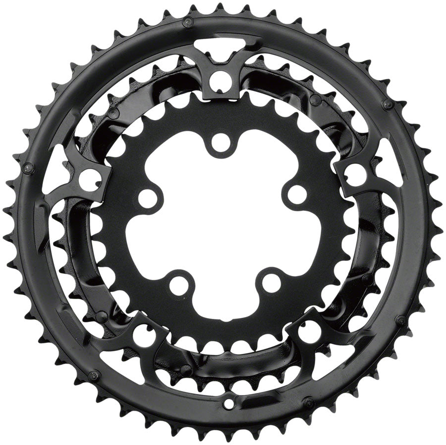 Samox 323ASS Chainring Set - 50/39/30t, 130/74 BCD, Aluminum Outer Ring, Steel Middle/Inner Ring, Black