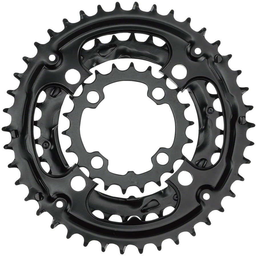 Samox 304ASS Chainring Set - 44/32/22t, 104/64 BCD, Aluminum Outer Ring, Steel Middle/Inner Ring, Black