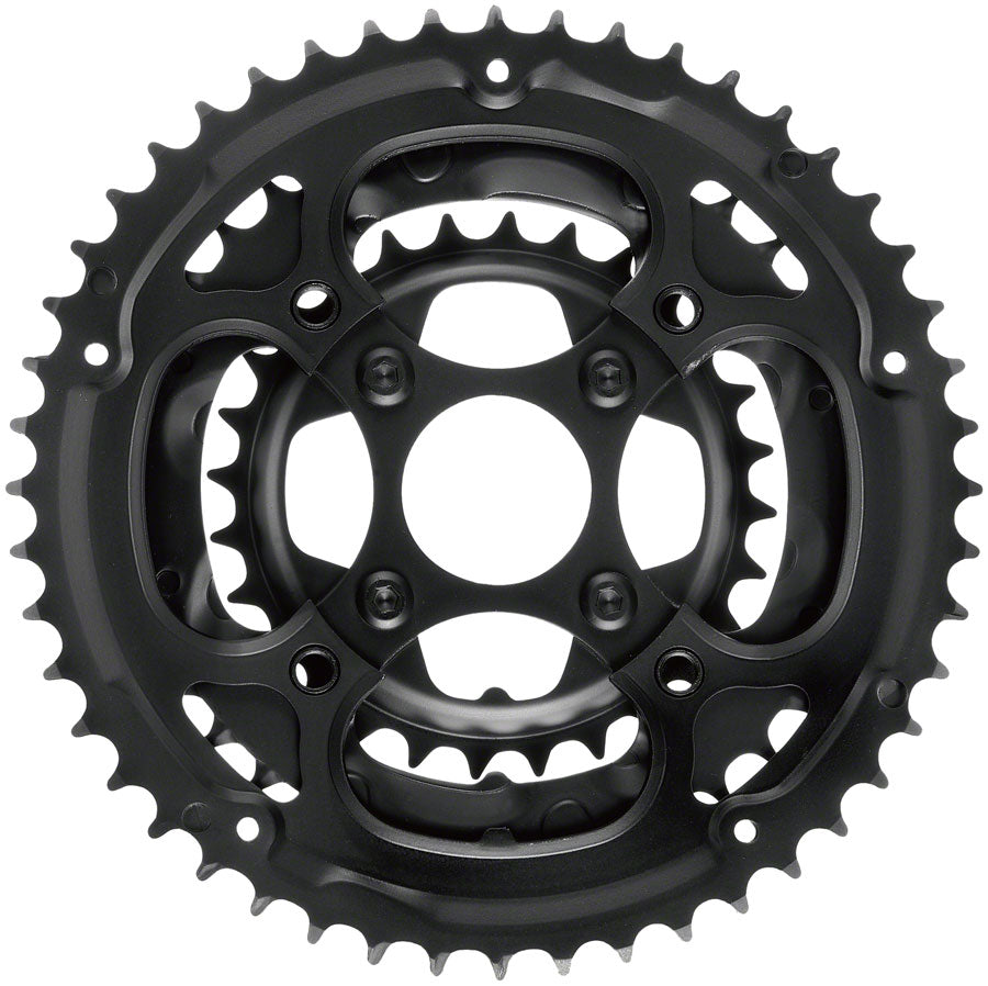 Samox 338ASS Chainring Set - 48/36/28t, 104/Riveted BCD, Aluminum Outer Ring, Steel Middle/Inner Ring, Black