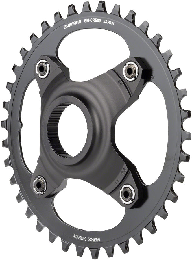 Shimano STEPS SM-CRE80-B Chainring - 38T Without Chainguard, 55mm Chainline, Black