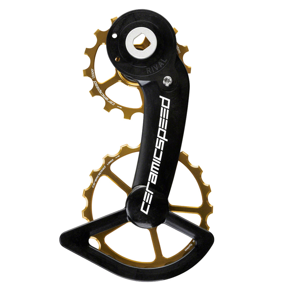 CeramicSpeed OSPW Pulley Wheel System for SRAM Rival AXS - Alloy Pulley, Carbon Cage, Gold