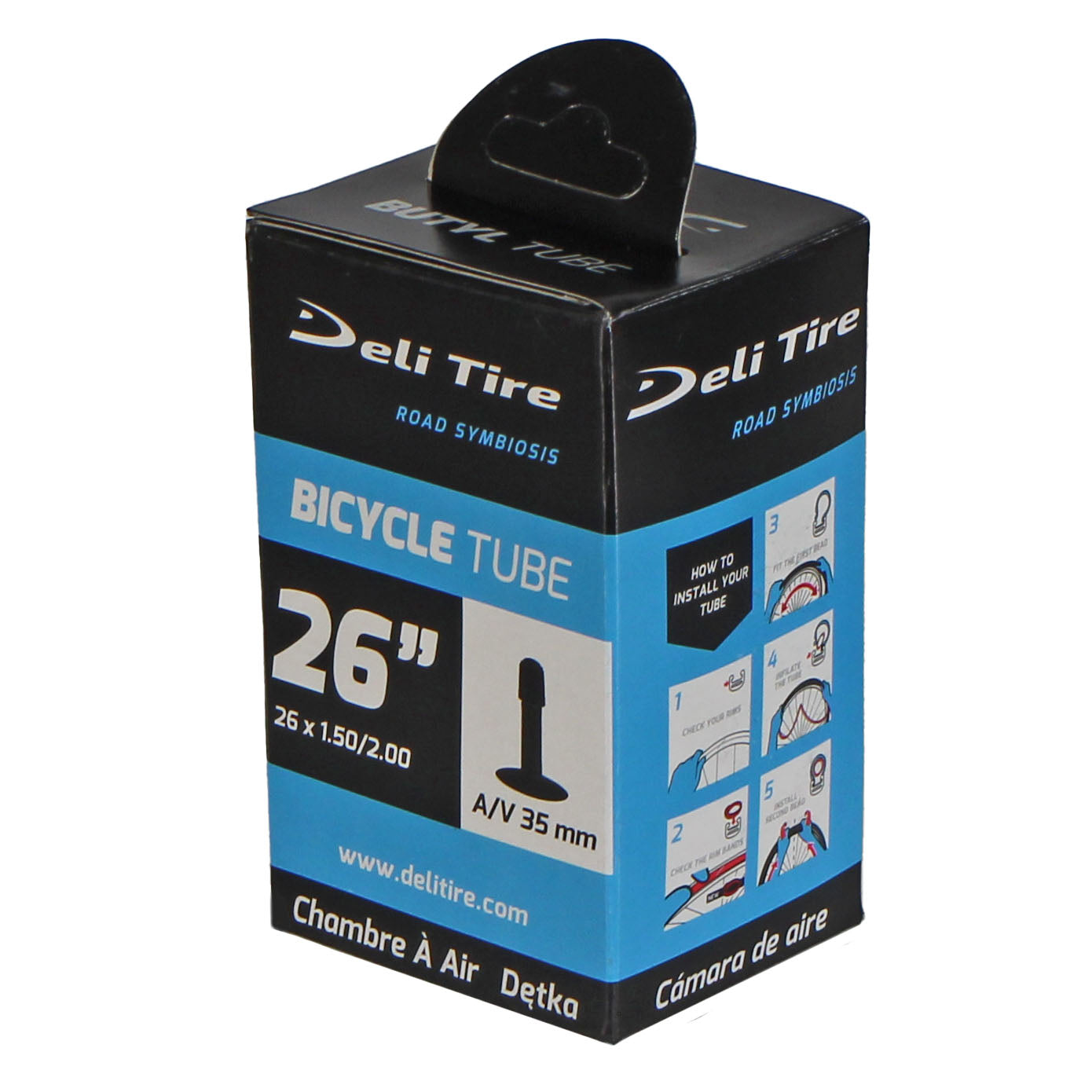 Delium Tire Standard Butyl Tube, 26x1.5-2.0", SV 35mm, Each