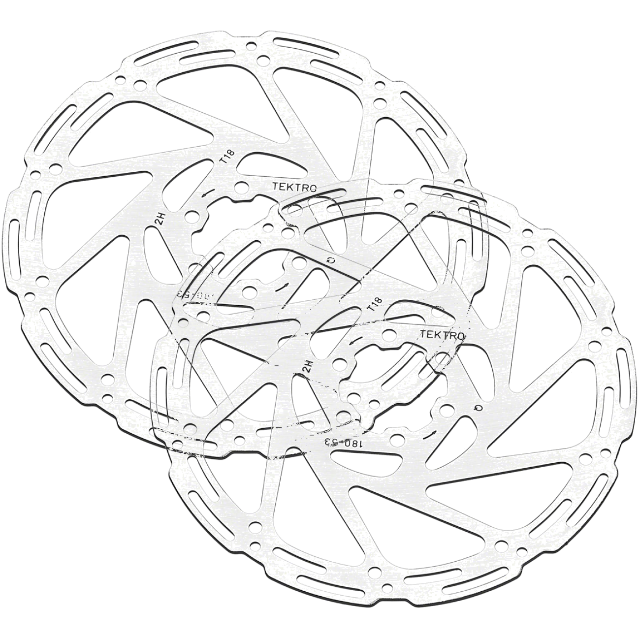 2 Pack Tektro TR180-53 Disc Rotor 180mm, 1.8mm Thickness | 4-Piston Calipers