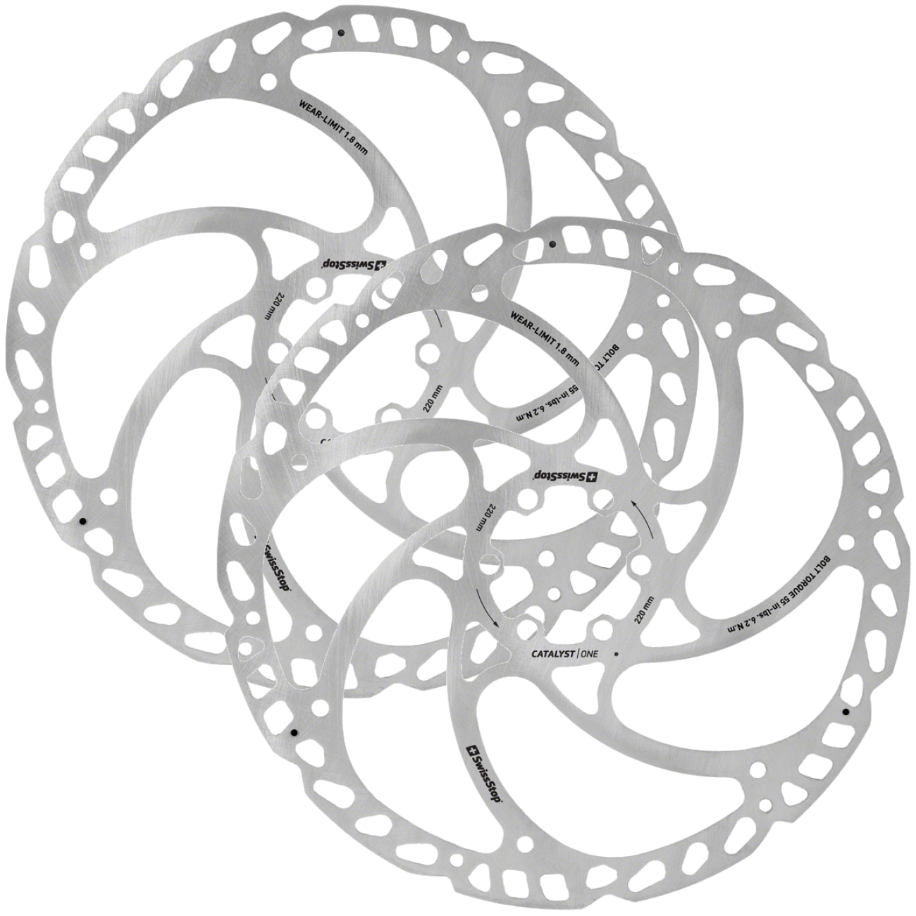 Pack of 2 SwissStop Catalyst One Disc Rotor - 203mm, 6-Bolt, Silver