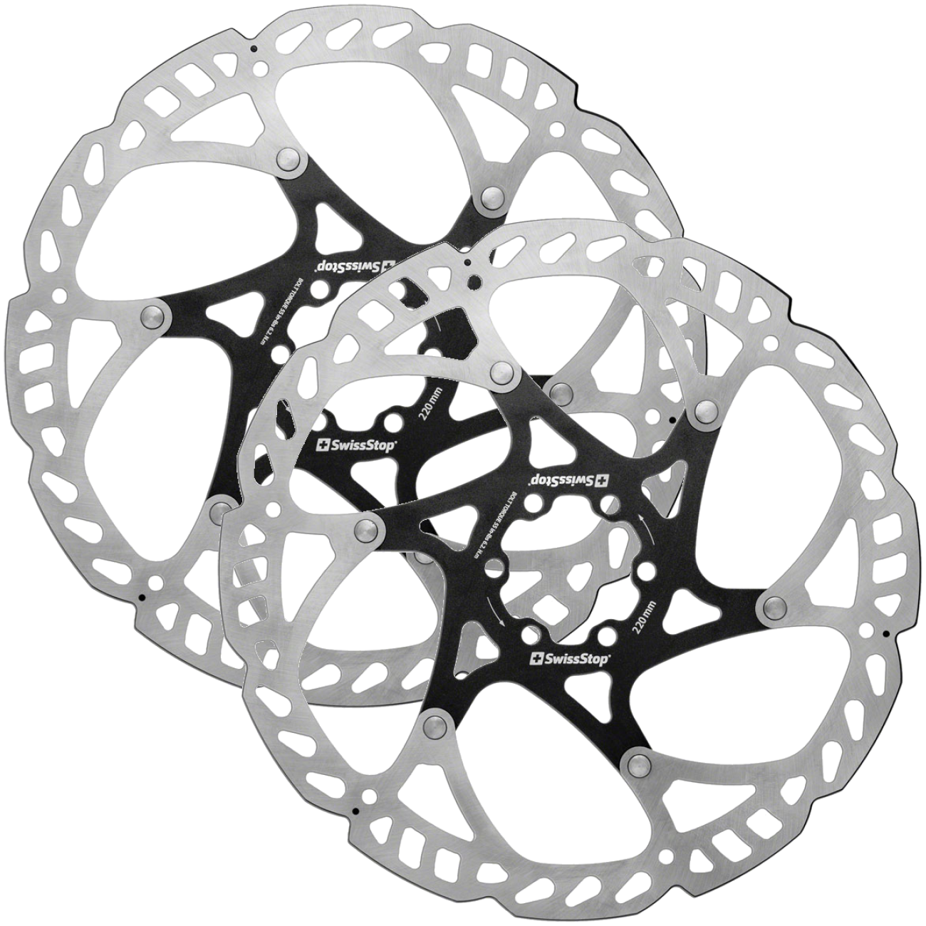 Pack of 2 SwissStop Catalyst Pro Disc Rotor - 220mm, 6-Bolt, Silver/Black