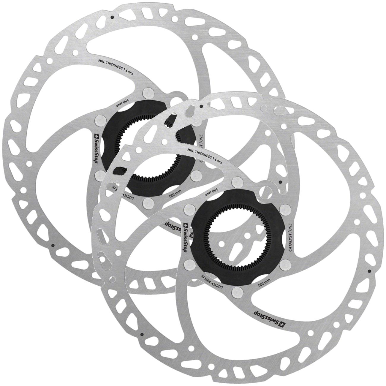 Pack of 2 SwissStop Catalyst One Disc Rotor - 180mm, CenterLock, Silver